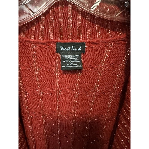 West End Red Tie Cardigan Womens Size Medium - Picture 3 of 6